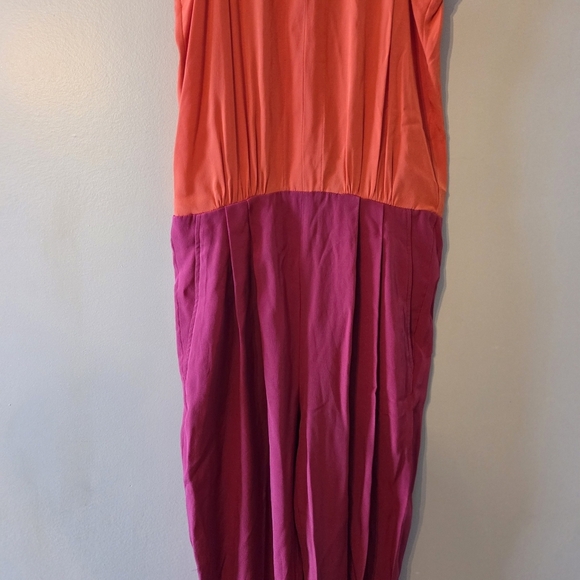 Tibi Silk Crew Neck Colorblock Two Tones Feminine Women's Jumpsuit Size 2 - Picture 10 of 16